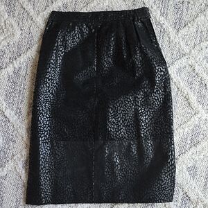 Leather Elegant Black Patterned Skirt